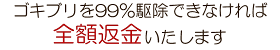 ゴキブリが99%駆除できなければ全額返金いたします